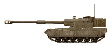 Optimum-155 SPH (Güney Afrika 155 mm 'lik bir konsept Olifant tankına dayanan kendi güdümlü bir howitzer izledi)