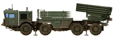 The concept of a new version of the MLRS based on the MZKT-7930 truck, with launchers from the BM-21 Grad