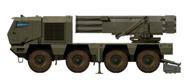 The concept of a modular MLRS based on the Kamaz Typhoon 8x8 in the version with the new 220mm Hummingbird combat module