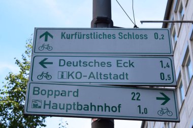 bike route sign with place in Koblenz