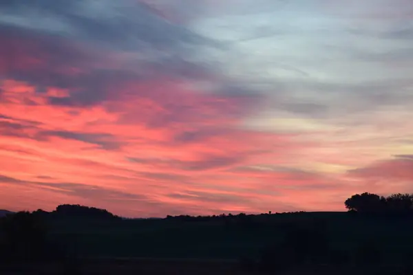 stock image beautiful pink sunset over the mountain