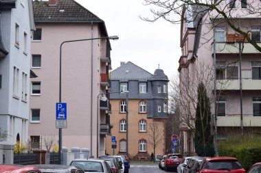 City street in Frankfurt am Main, north east part clipart