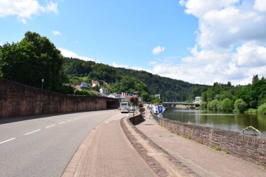 street along the Saar in Mettlach, Germany clipart