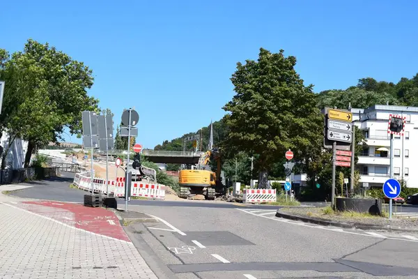 stock image road works in the city