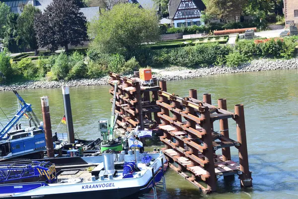 stock image construction site Pfaffendorfer Brucke, Koblenz, float at the pylon