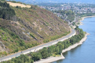 view of the river Rhine during drought clipart