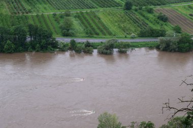 aerial view of river during flood  clipart