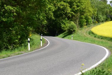 Güzel bir kır yolu, biraz hasarlı.