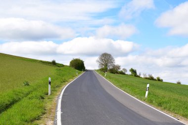 Yeşil tarlalarda yol