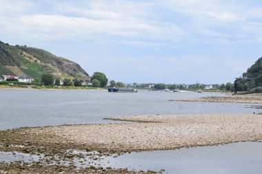 the river Rhine with drought flow beaches clipart