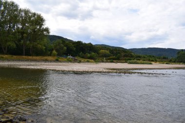 a beautiful view of a river Rhine in drought season clipart