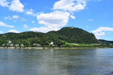 view of the river in the mountains, Rhine at Drachenfels clipart