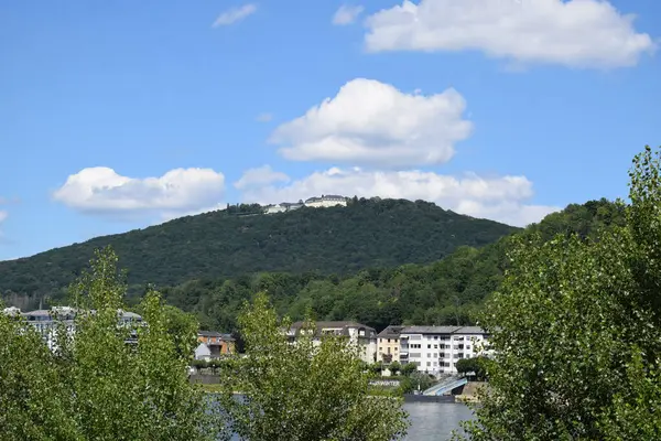 stock image view of the city of the former capital Bonn, Petersberg east Rhine side