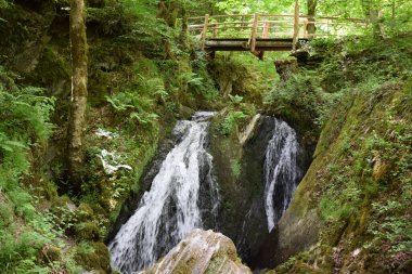 Üzerinde köprü olan güzel şelale, Enderttal.
