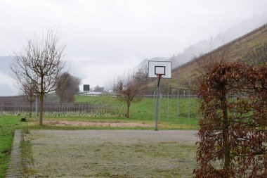 basketball court in the fog clipart