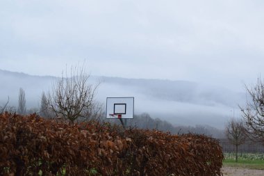 basketball court in the fog clipart