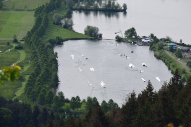 aerial view of the lakes at the Mosel near Schweich clipart