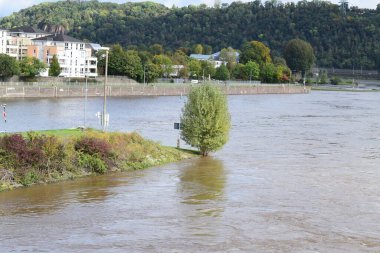 Adadaki Mosel Nehri 'ni sel bastı.