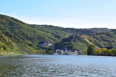 beautiful view of Briedern at the Mosel in autumn clipart