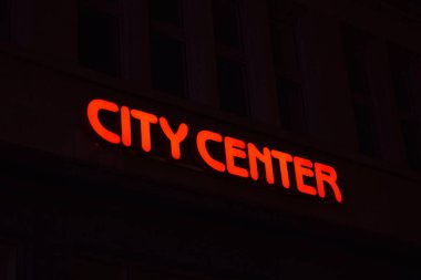 neon sign city center clipart