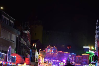 amusement market with night lights, Lukasmarkt clipart