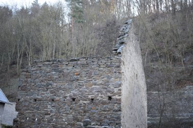 Ormandaki eski evin kalıntıları.