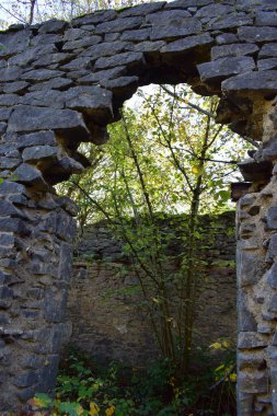 Pencereli eski taş duvar arkaplanı