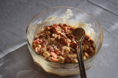 bowl of pasta with bacon and cheese clipart