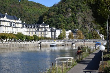 Bad Ems 'deki güzel ortaçağ mimarisinin manzarası