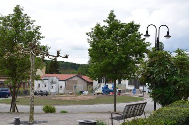 view of a small village in the countryside of Frnace clipart