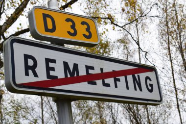 road sign for village Remelfing, exit clipart