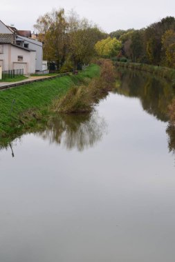 autumn landscape with river and trees clipart