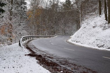 Kış ormanında yol