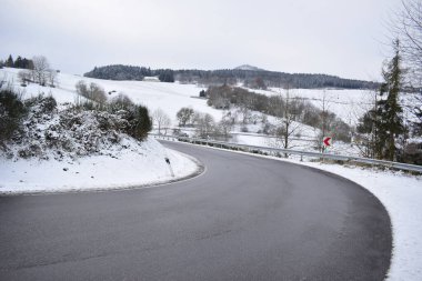 winter road in the forest clipart