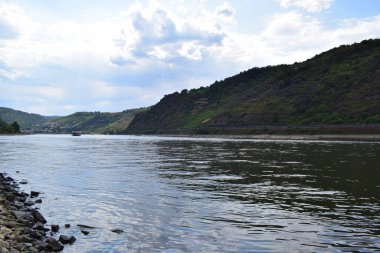 low flow of the Rhine at the Loreley passage south end clipart