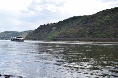 Rhine river reef at the Loreley, during a drought summer visible as islands clipart