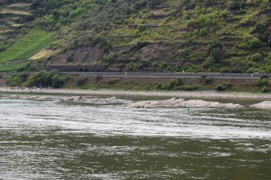 low flow of the Rhine at the Loreley passage south end clipart