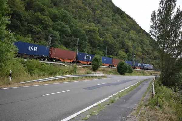 Ren Vadisi 'ndeki hızlı yük treni.