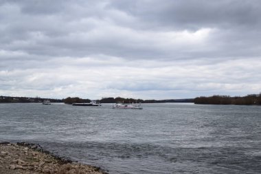 ship traffic on the Rhine near Eltville clipart