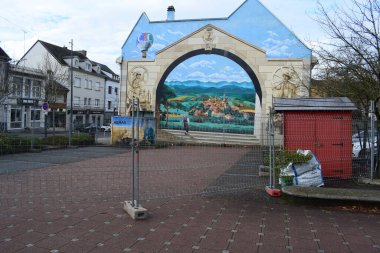 city street in the north of France in November clipart