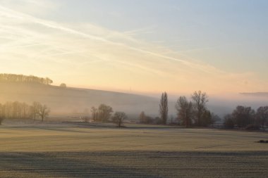 Tarlanın üzerinde gün doğumu