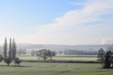 Karla kaplı ağaçlarla kaplı kış manzarası