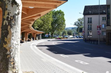 big wooden bus stop roof in Echternach, Luxemborug clipart