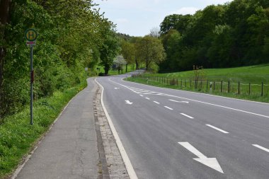 Kırsalda bir sürü ağaç olan boş bir yol.