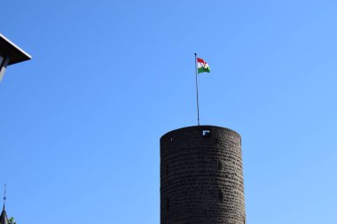 castle tower with a flag clipart