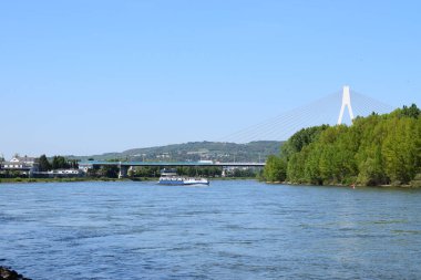 the rhine rhine and the city of Neuwied in germany clipart