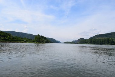 beautiful view of the river in the mountains, Andernach at the Rhine clipart