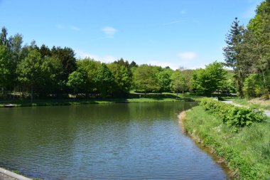 Nehir ve ağaçlarla dolu güzel bir manzara