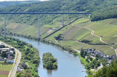 Sabahleyin nehrin rzig köyünün hava manzarası.