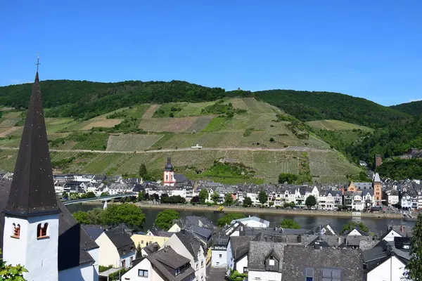 Moselle Şatosu 'nun tepesinden ve vadideki nehirden manzara